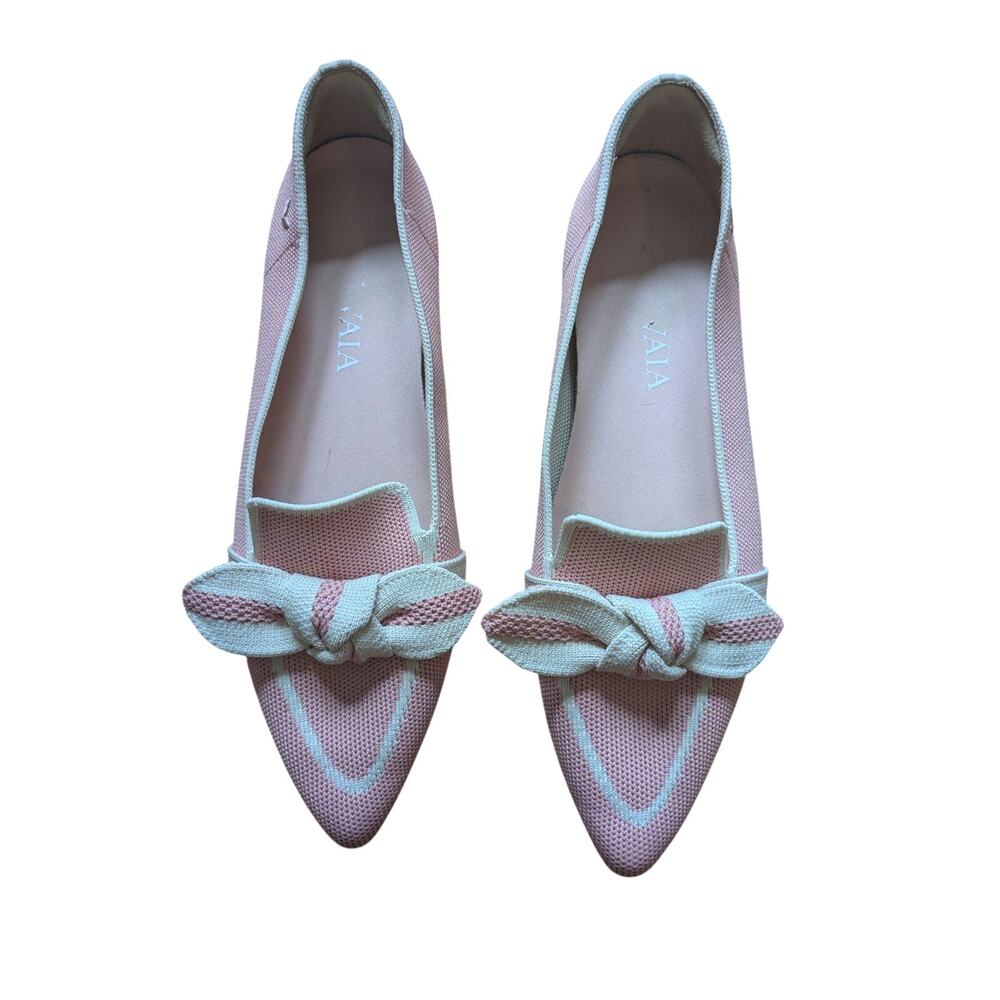 VIVAIA Michelle 2.0 Pointed-Toe Bow Loafers Pale Pink Sz 39 (8)